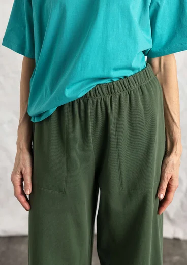 Trikåbyxa i ekologisk bomull - skogsgrön