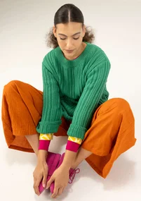 Enfärgad tröja "Midori" i ekologisk bomull - mörk smaragd