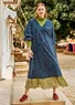 Vävd klänning "Seaweed" i ekologisk bomull (mörk indigo XXL)
