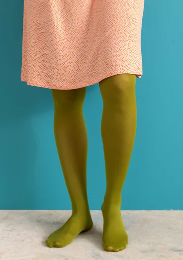 Enfärgade strumpbyxor i återvunnen polyamid - grönpeppar