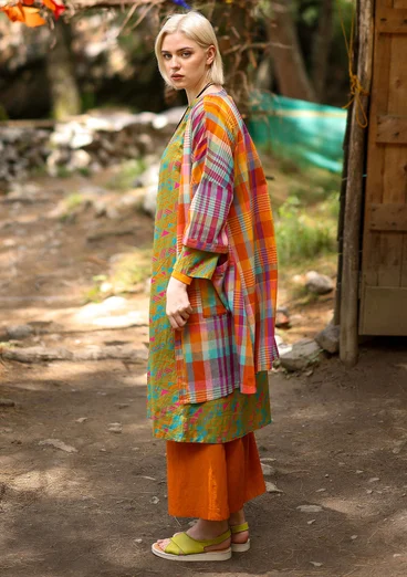 Vävd klänning "Indra" i ekologisk bomull - mörk pion