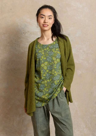 Trikåtop ”Ophelia” i ekologisk bomull/modal - rosmarin/mönstrad