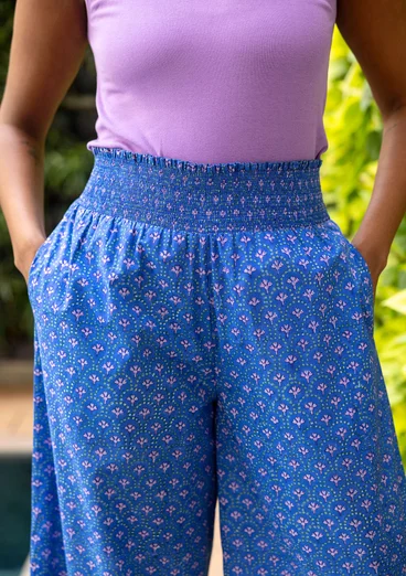 Vävd byxa "Neela" i ekologisk bomull - briljantblå