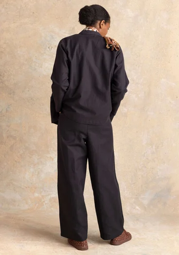 Vävd jacka ”Esme” i bomull/lin - svart