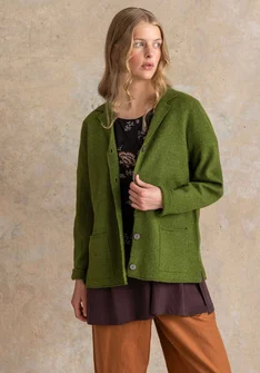 Stickad kavaj i filtad ekologisk ull - pesto/melange