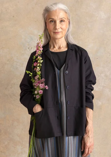 Vävd jacka ”Esme” i bomull/lin - svart