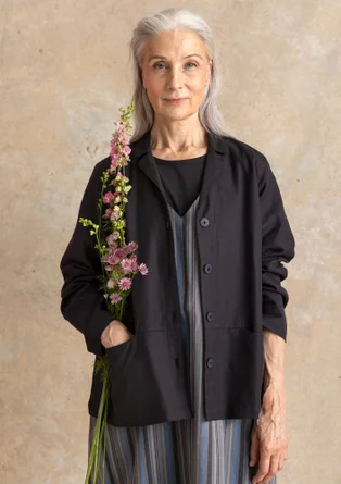 Vävd jacka ”Esme” i bomull/lin - svart