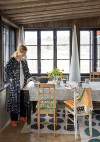 Duk "Joy" i ekologisk bomull - vallmo/pion