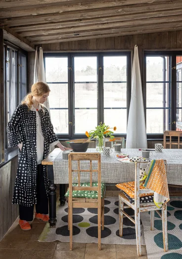 Duk "Joy" i ekologisk bomull - vallmo/pion