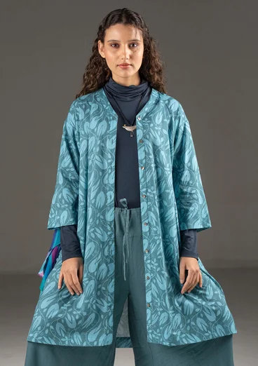 Vävd klänning "Kelly" i ekologisk bomull - veronagrön/mönstrad