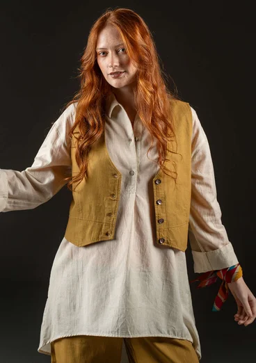 Vävd väst i ekologisk bomull - kamel