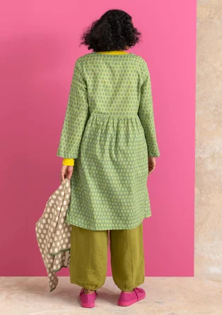 Vävd klänning ”Vendela” i ekologisk bomull - rosmarin/mönstrad