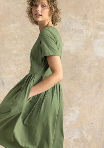 Trikåklänning ”Himla” i ekologisk bomull - rosmarin