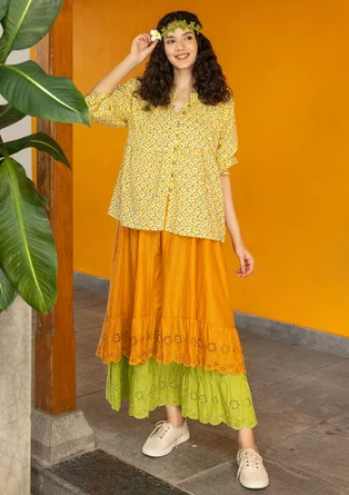 Vävd blus "Neela" i ekologisk bomull - solstråle