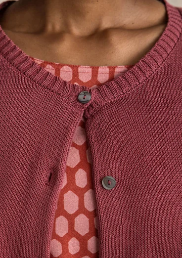 Kofta i återvunnen bomull - dovröd