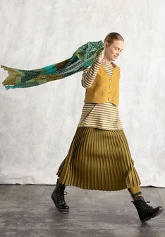 Stickad kjol i ekologisk/återvunnen bomull - mörk oliv/enfärgad