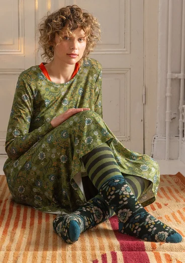 Frottésocka "Nome" i ull/elastan - mörk jaspis