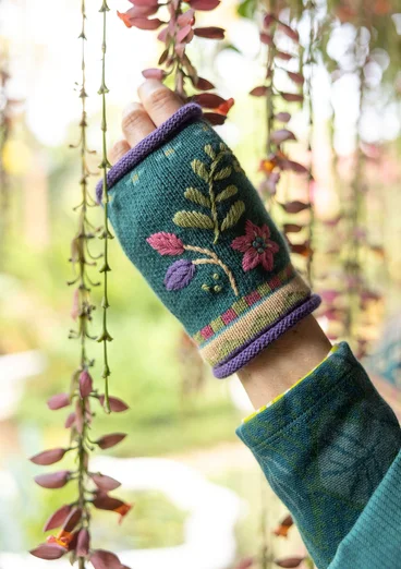 Torgvante "Louise" i ullmix - påfågelgrön