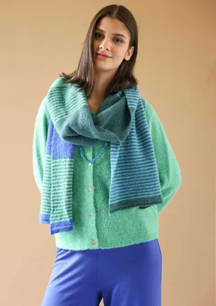 Kofta "Stripe" i alpackamix - lotusgrön