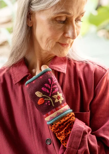 Torgvante "Louise" i ullmix - aubergine