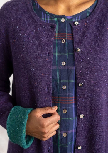 Långkofta i lammullsmix - björnbär/melange