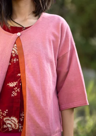 Växtfärgad kofta i ekologisk bomull/ull - körsbärsblom