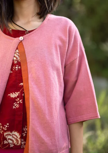 Växtfärgad kofta i ekologisk bomull/ull - körsbärsblom