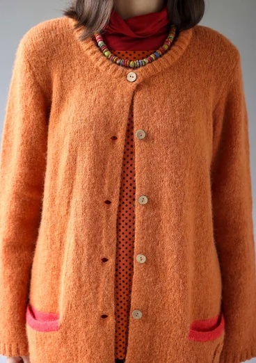 Långkofta "Tulipe" i alpackamix - bränd orange