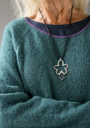 Tröja i alpackamix - påfågelgrön