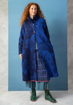 Vävd kappa "Marabel" i ull/polyester - mörk indigo