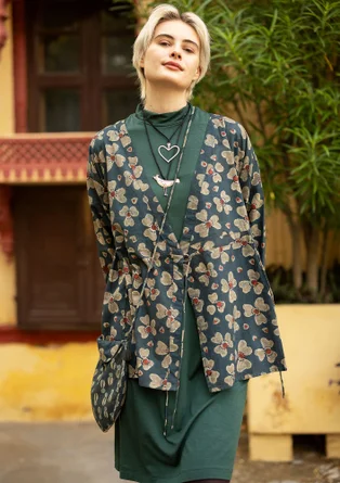 Omlottblus "Bloom" i ekologisk bomull - mörk indigo