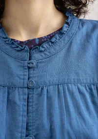 Vävd tunika "Kiruna" i ekologisk bomull/lin - mild indigo