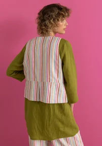 Vävd väst ”Esme” i bomull/lin - flerfärgad/randig