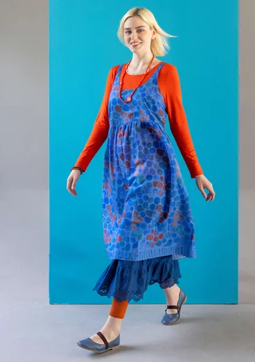 Vävd klänning "Antoinette" i ekologisk bomull - safirblå