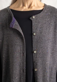 Långkofta i lammullsmix - askgrå/melange