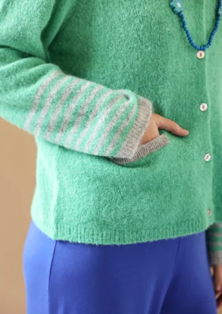 Kofta "Stripe" i alpackamix - lotusgrön