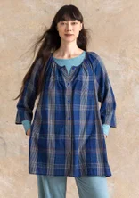 Vävd artistblus "Nora" i ekologisk bomull - mörk indigo