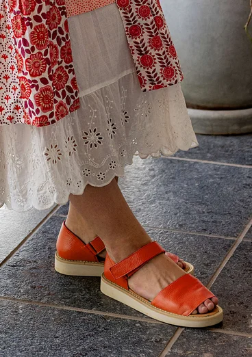 Sandal i läder - grapefrukt