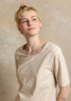 Trikåtop ”Theia” i ekologisk bomull/elastan - natur/mönstrad