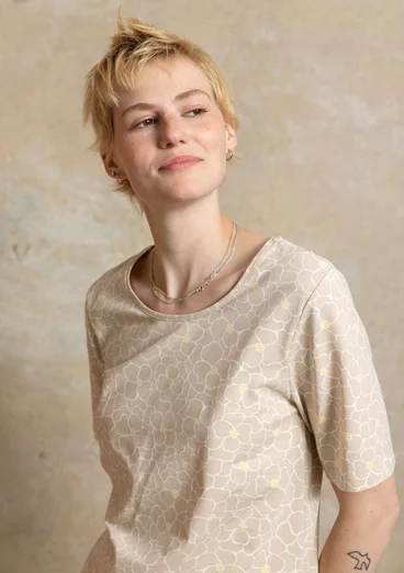 Trikåtop ”Theia” i ekologisk bomull/elastan - natur/mönstrad