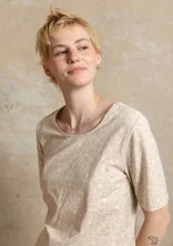 Trikåtop ”Theia” i ekologisk bomull/elastan - natur/mönstrad