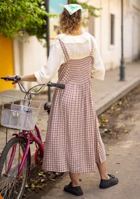 Vävd ärmlös klänning "Juliette" i viskos - ljus persika