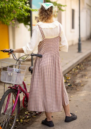 Vävd ärmlös klänning "Juliette" i viskos - ljus persika