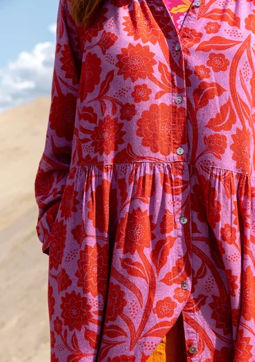 Vävd klänning "Moonlight" i viskos/lin - klarröd