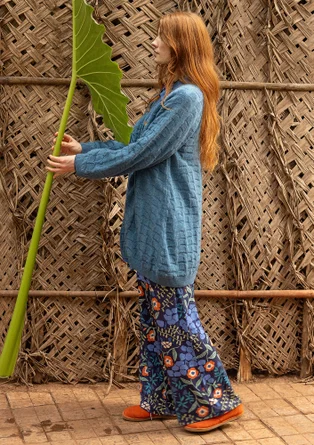 Långkofta "Harriet" i återvunnen ullmix - indigofera/melange