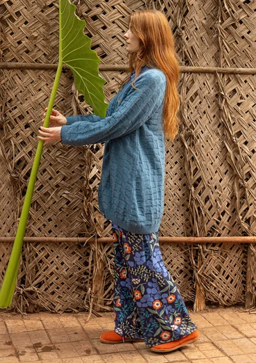 Långkofta "Harriet" i återvunnen ullmix - indigofera/melange