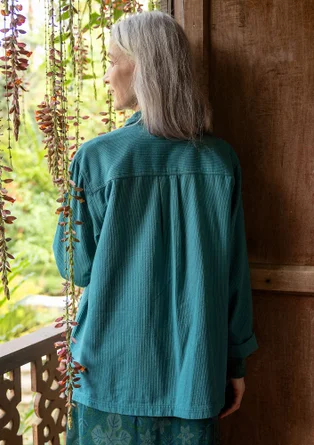 Vävd jacka "Agatha" i ekologisk bomull - mörk petrol