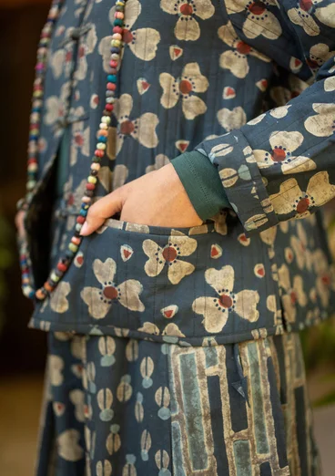 Quiltad jacka "Bloom" i ekologisk bomull - mörk indigo