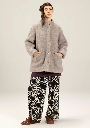 Stickad jacka i ullbouclé - ljus potatis/melange