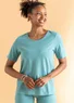 Trikåtop ”Eleonora” i ekologisk bomull/elastan (teal XXL)